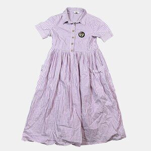 OFWHITE Purple Gingham Midi Dress Charm Detail Made in Turkey Women's Est Small